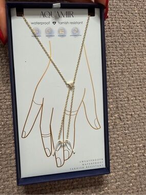 AQUA MIR Waterproof Hand Chain Finger Bracelet Gold Tone